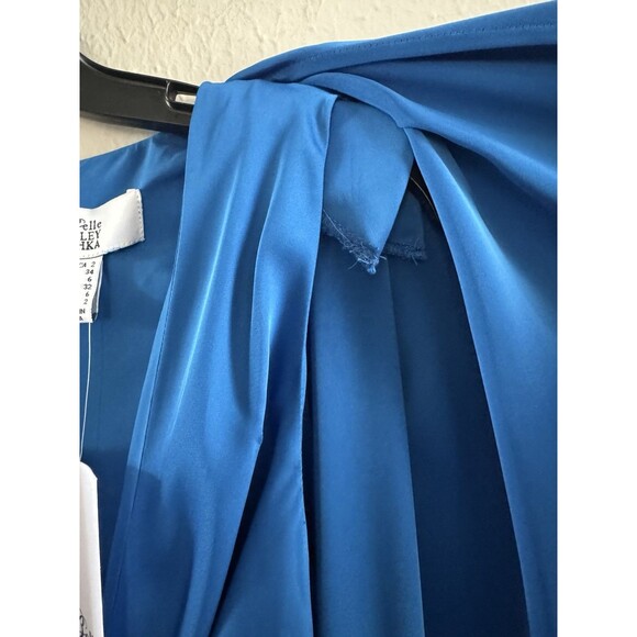 Badgley Mischka Nora Satin V-Neck Long Bell Sleeve Twist Front Mini Dress size 2 - Picture 10 of 14